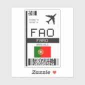 FAO Faro Boarding Pass - Portugal Reizen Sticker (Vel)