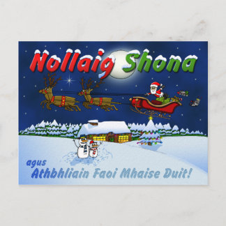Faoi van shonaagus van Nollaig athbhliain mhaise Feestdagenkaart