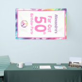 Far Out 50th Groovy Tie Dye Verjaardag Naam Feest Spandoek (Beurs)
