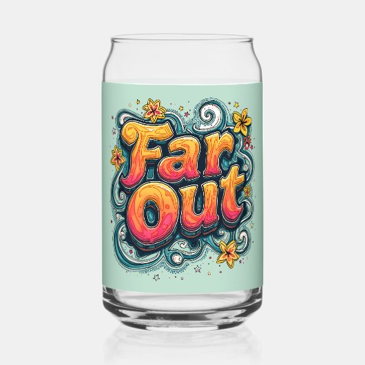 Far Out Retro 70s Psychedelic Groovy Hippie Blikvorm Glas (Achterkant)