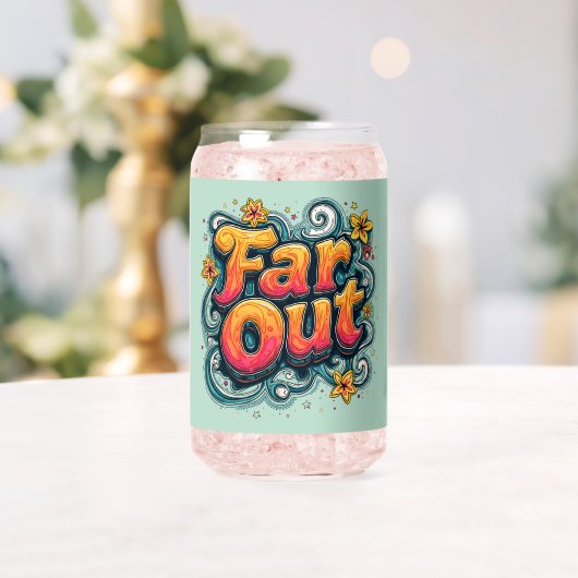 Far Out Retro 70s Psychedelic Groovy Hippie Blikvorm Glas (Insitu (Huwelijk))