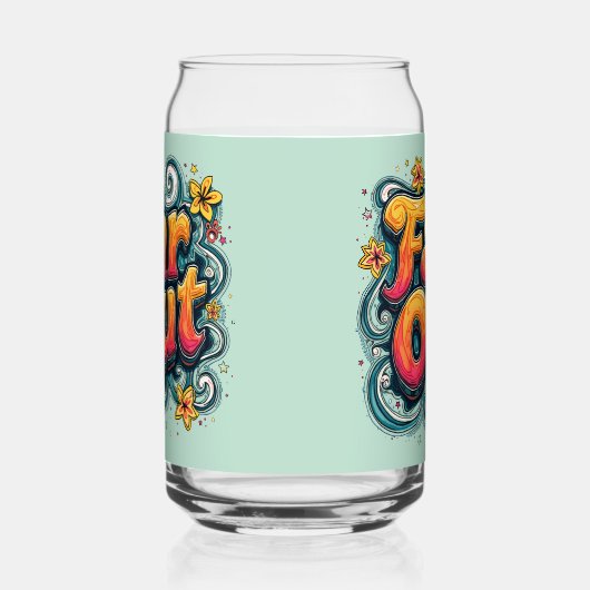 Far Out Retro 70s Psychedelic Groovy Hippie Blikvorm Glas (Rechts)