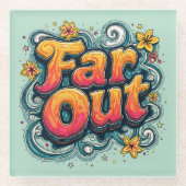 Far Out Retro 70s Psychedelic Groovy Hippie Glazen Onderzetter (Voorkant)