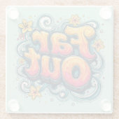 Far Out Retro 70s Psychedelic Groovy Hippie Glazen Onderzetter (Achterkant)