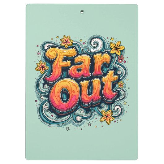 Far Out Retro 70s Psychedelic Groovy Hippie Klembord (Achterkant)