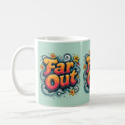 Far Out Retro 70s Psychedelic Groovy Hippie Koffiemok (Links)