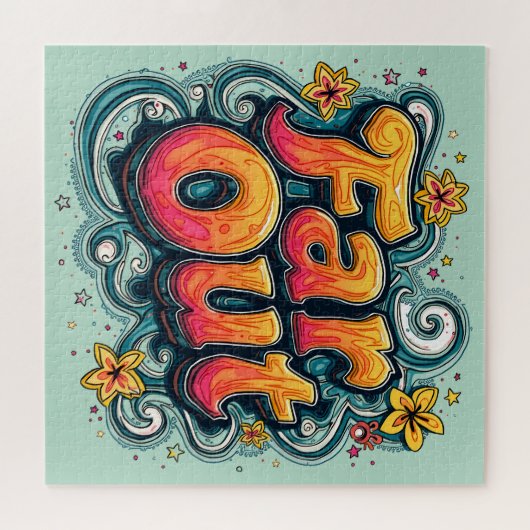 Far Out Retro 70s Psychedelic Groovy Hippie Legpuzzel (Horizontaal)