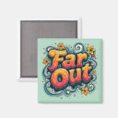Far Out Retro 70s Psychedelic Groovy Hippie Magneet (Voorkant / Achterkant)