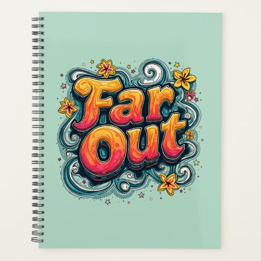 Far Out Retro 70s Psychedelic Groovy Hippie Planner (Voorkant)