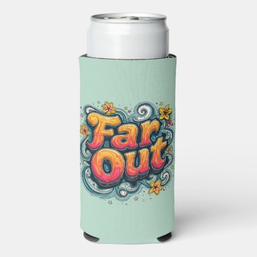 Far Out Retro 70s Psychedelic Groovy Hippie Seltzer Blikjeskoeler (Seltzer Achterkant)