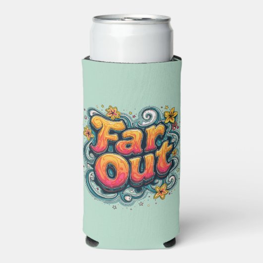 Far Out Retro 70s Psychedelic Groovy Hippie Seltzer Blikjeskoeler (Seltzer Voorkant)