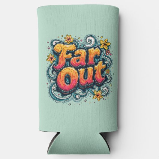 Far Out Retro 70s Psychedelic Groovy Hippie Seltzer Blikjeskoeler (Voorkant)