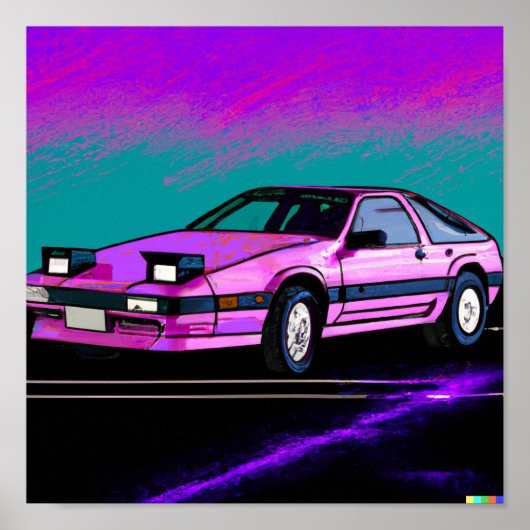 Far Out Synth 80's Sportscar Poster (Voorkant)