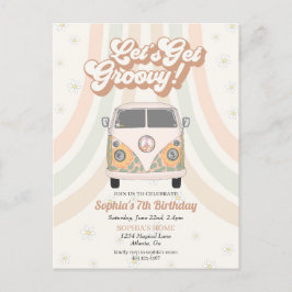 Far out verjaardagsfeest, uitnodiging 70s retro th
