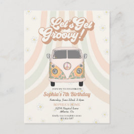Far out verjaardagsfeest, uitnodiging 70s retro th
