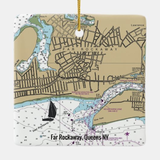 Far Rockaway Queens NY Chart Keramisch Ornament (Achterkant)