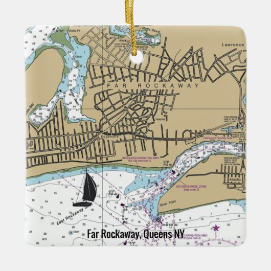 Far Rockaway Queens NY Chart Keramisch Ornament (Voorkant)