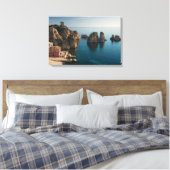 Faraglioni en Tonnara in Scopello, Sicilië Canvas Afdruk (Insitu (Slaapkamer))