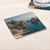Faraglioni en Tonnara in Scopello, Sicilië Kartonnen Onderzetters (Schuin)