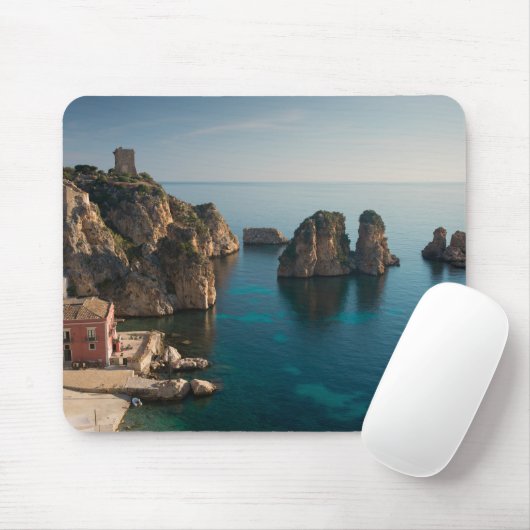 Faraglioni en Tonnara in Scopello, Sicilië Muismat (Met muis)