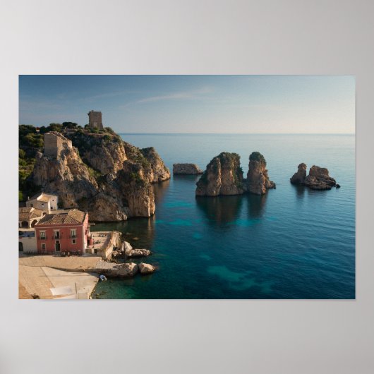 Faraglioni en Tonnara in Scopello, Sicilië Poster (Voorkant)