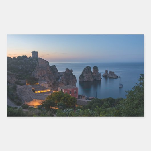 Faraglioni en Tonnara in Scopello, Sicilië Rechthoekige Sticker (Voorkant)