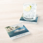 Faraglioni Rocks Capri Italië Waterverf Reizen Glazen Onderzetter (Schuin)