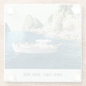 Faraglioni Rocks Capri Italië Waterverf Reizen Glazen Onderzetter (Achterkant)
