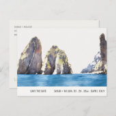 Faraglioni Rocks Capri Waterverf Save the Date Briefkaart (Voorkant / Achterkant)