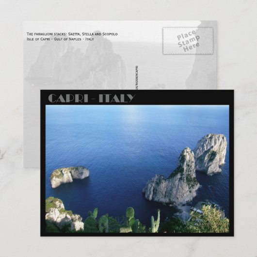 Faraglioni Rocks, eiland Capri briefkaart (Voorkant / Achterkant)