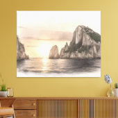 Faraglioni sea stacks sketch at sunset canvas afdruk (Insitu (Woonkamer))