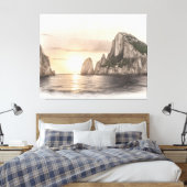 Faraglioni sea stacks sketch at sunset canvas afdruk (Insitu (Slaapkamer))