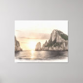 Faraglioni sea stacks sketch at sunset canvas afdruk (Voorkant)