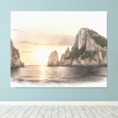 Faraglioni sea stacks sketch at sunset canvas afdruk (Insitu (Houten vloer))