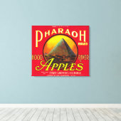 Farao Apple Crate LabelHood River, OF Canvas Afdruk (Insitu (Houten vloer))