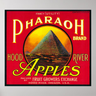 Farao Apple Crate LabelHood River, OF Poster