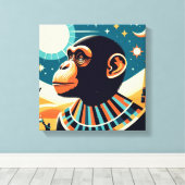 Farao Chimpansee Tut 5 Canvas Afdruk (Insitu (Houten vloer))