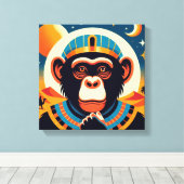 Farao Chimpansee Tut 6 Canvas Afdruk (Insitu (Houten vloer))