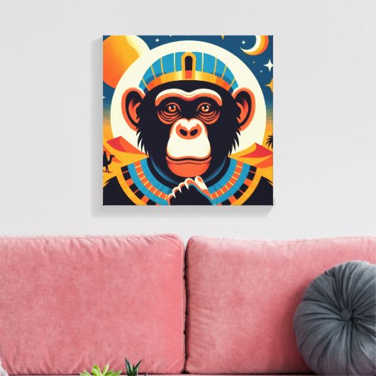 Farao Chimpansee Tut 6 Canvas Afdruk (Insitu (Woonkamer))