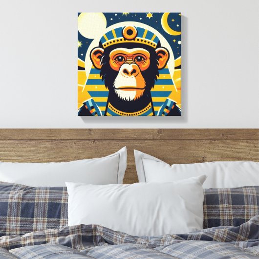 Farao Chimpansee Tut 7 Canvas Afdruk (Insitu (Slaapkamer))