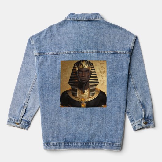 Farao Energie — Oude Afrikaanse Koning Moderne Kun Denim Jacket (Achterkant)