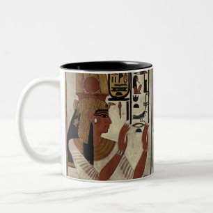 Farao Oud Egypte Grafitti op muurschildering in to Tweekleurige Koffiemok