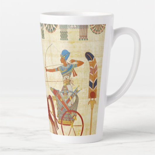 Farao Ramses II Paarden Papyrus Latte Mok (Rechts)