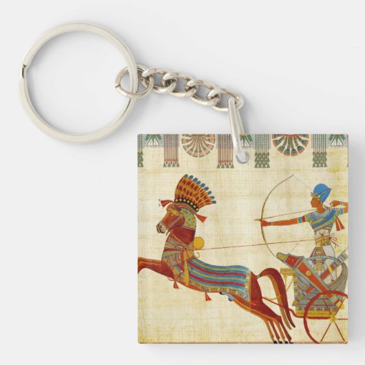 Farao Ramses II Paarden Papyrus Sleutelhanger (voorkant)