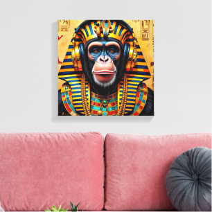 FARAÓ TUT-CHIMPANSEE CANVAS AFDRUK