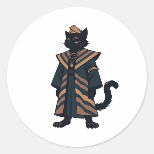 Farao Zwarte Kat Folk Art Sticker (Voorkant)