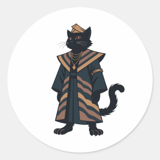 Farao Zwarte Kat Folk Art Sticker (Voorkant)