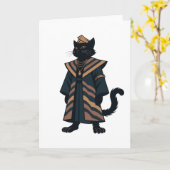 Farao Zwarte Kat Wenskaart Kaart (Gele Bloem)