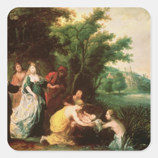 Farao's dochter die Moses ontdekt Vierkante Sticker (Voorkant)