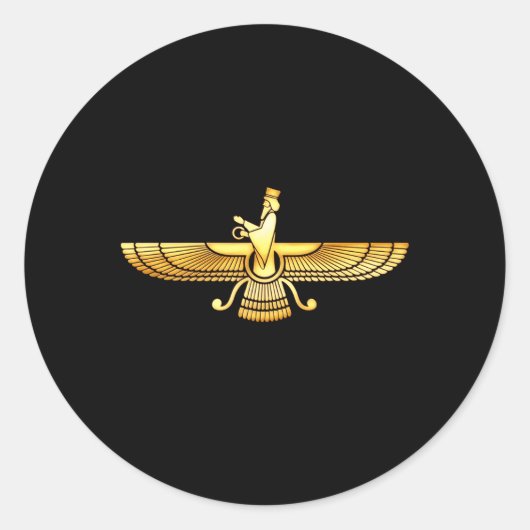 Faravahar Zarathustra Zoroastrian Farohar Farvahar Ronde Sticker (Voorkant)